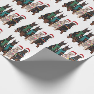 Papel De Presente Natal Doberman Lover Dog Feriado da Mãe