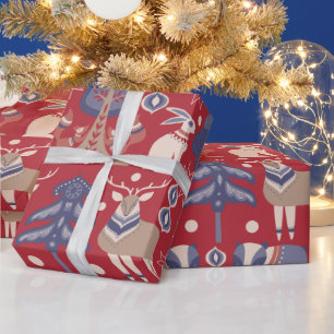 Papel De Presente Natal dos Animais das Florestas Escandinavas