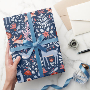 Papel De Presente Natal dos Animais das Florestas Escandinavas