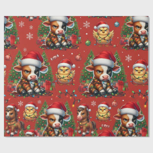 Papel De Presente Natal dos Animais de Fazenda Mal-Humorados