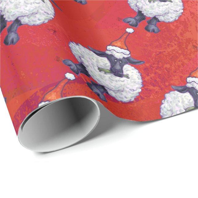 Papel De Presente Natal dos carneiros no vermelho (Ponta do rolo)