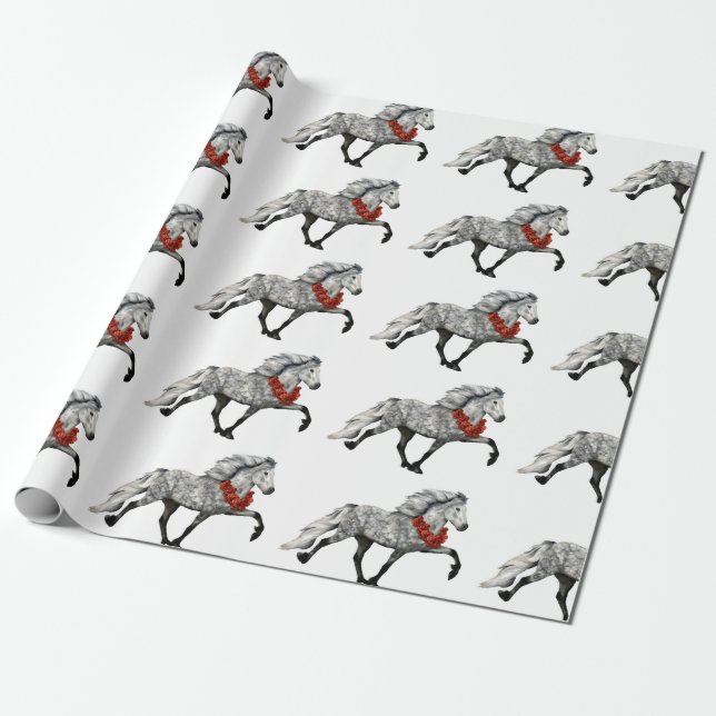 Papel De Presente Natal dos Cavalos Islandeses (Desenrolado)