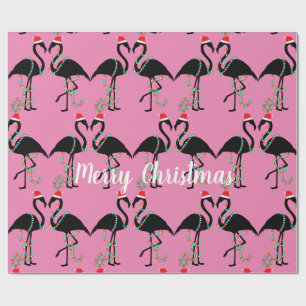 Papel De Presente Natal dos Dois Flamingos 