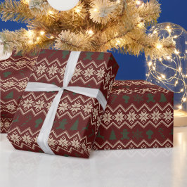 Papel De Presente Natal dos Flocos de Neve Verdes do País