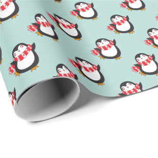 Papel De Presente Natal dos Pinguins Fofos