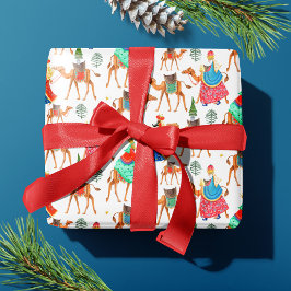 Papel De Presente Natal dos Três Reis Magos Brancos Fofos