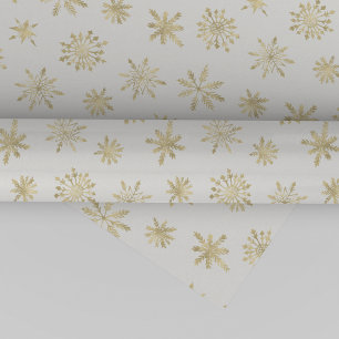 Papel De Presente Natal Dourado do floco de neve