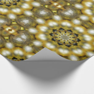 Papel De Presente Natal Dourado e Silver Baubles