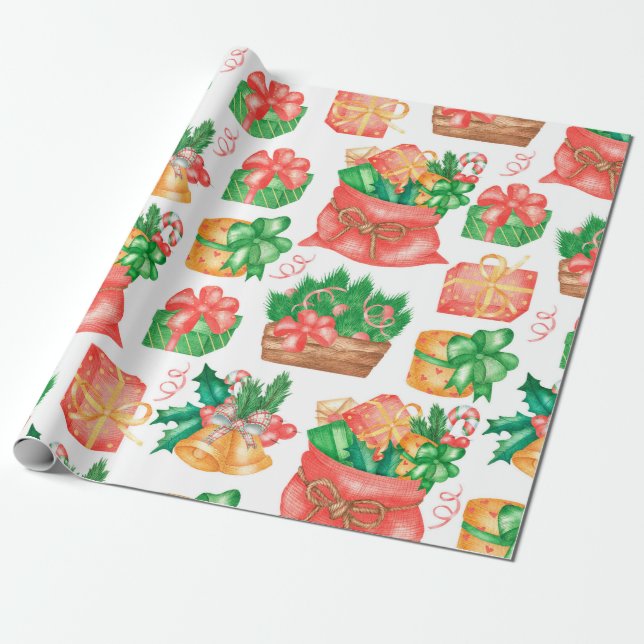 Papel De Presente Natal e Ano Novo ininterruptos com um fone (Desenrolado)