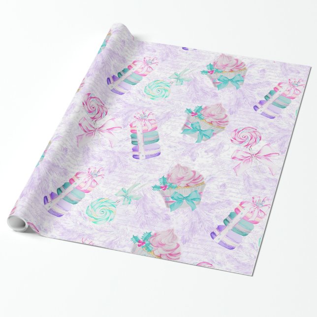 Papel De Presente Natal e macarões (Desenrolado)