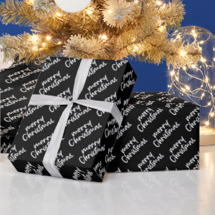 Papel De Presente Natal elegante, preto e branco