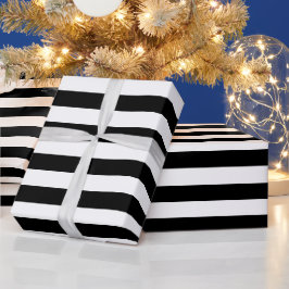Papel De Presente Natal elegante, preto e branco, listrado