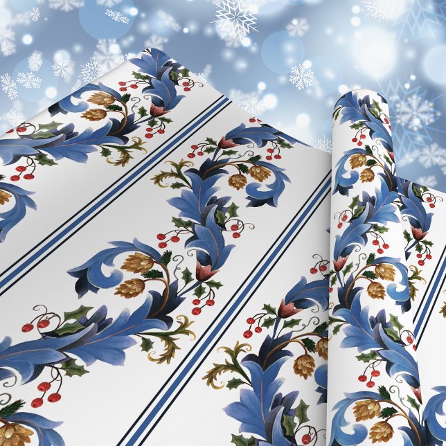 Papel De Presente Natal elegante William Morris inspirado (Criador carregado)