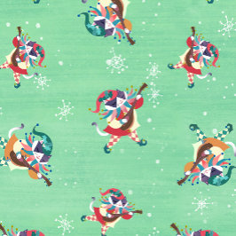 Papel De Presente Natal Elf Jester Cat Mint Green