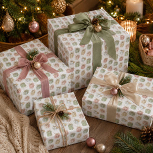Papel De Presente Natal em Aquarela Pastel