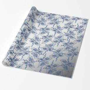 Papel De Presente Natal em azul e prata
