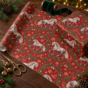 Papel De Presente Natal em Cranberry Andaluz Prateado