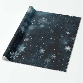 Papel De Presente Natal em Flocos de Neve Pretos/Brancos