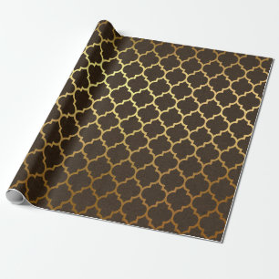 Papel De Presente Natal em folha de ouro e burgundy