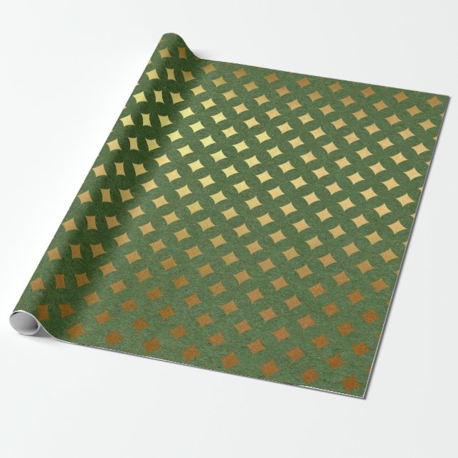Papel De Presente Natal em folha de ouro e verde (Desenrolado)