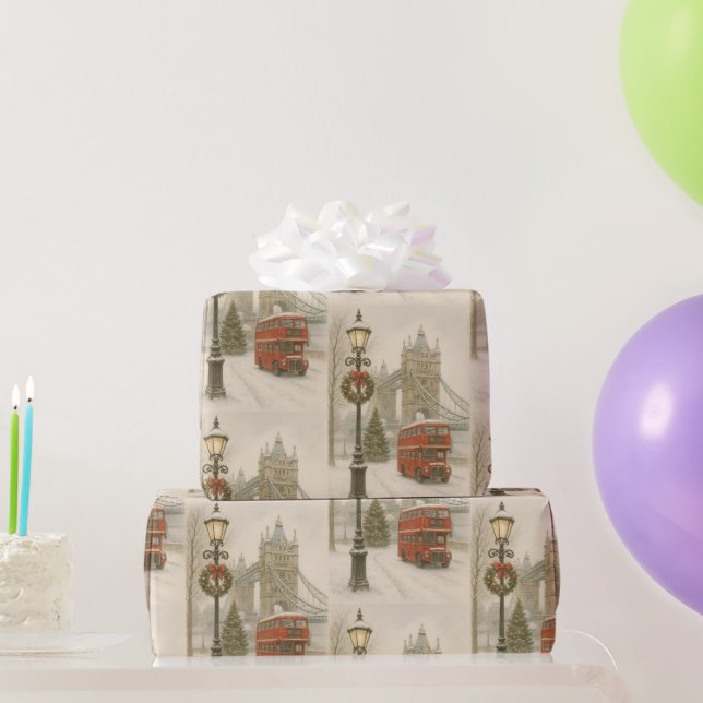 Papel De Presente Natal em Londres Presente para Viajante | Feriado (Presentes para festas)