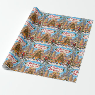 Papel De Presente Natal em Nova York Cidade Vintage Feriado