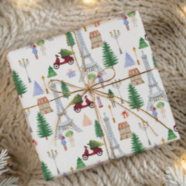 Papel De Presente Natal em Paris na Cidade das Luzes Feriado