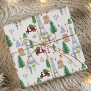 Papel De Presente Natal em Paris na Cidade das Luzes Feriado