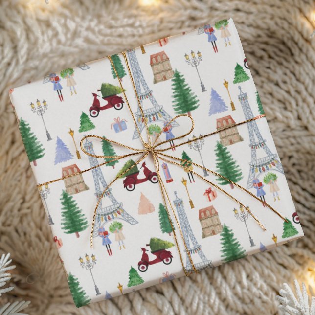 Papel De Presente Natal em Paris na Cidade das Luzes Feriado (Criador carregado)
