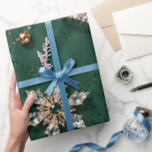 Papel De Presente Natal em Pérola Esmeralda Joia