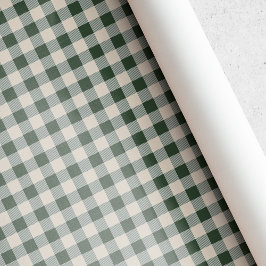 Papel De Presente Natal em Xadrez Búfalo Verde Escuro e Bege