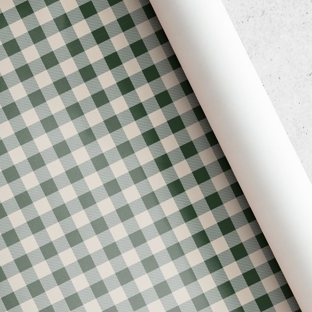Papel De Presente Natal em Xadrez Búfalo Verde Escuro e Bege (Criador carregado)