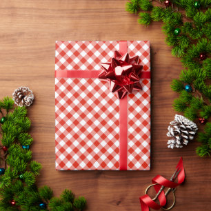 Papel De Presente Natal em Xadrez Vermelho