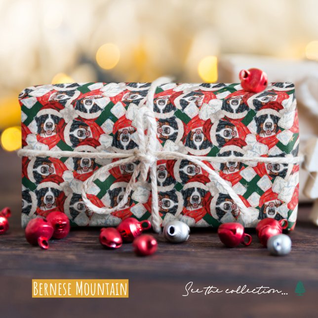 Papel De Presente Natal engraçado do cão de montanha de Berna (Criador carregado)