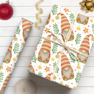 Papel De Presente Natal Escandinavo Caprichoso com Gnomo