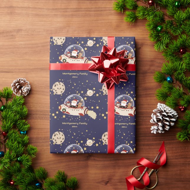 Papel De Presente Natal Espaçonave Personalizada do Papai Noel (Presente de Natal)