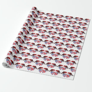 Papel De Presente Natal EUA e bandeiras BRITÂNICAS do coração que