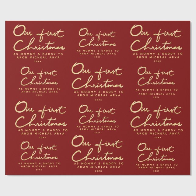 Papel De Presente Natal feito sob encomenda do nome |Our primeiro (Aberto)