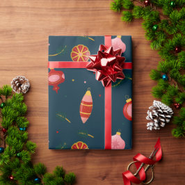 Papel De Presente Natal Feliz das Luzes Douradas Negras