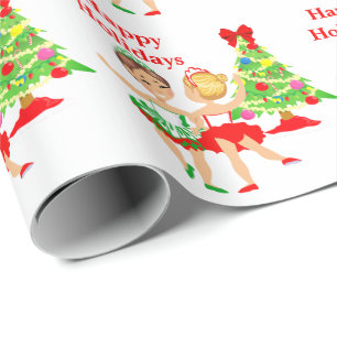 Papel De Presente Natal feliz do feriado das meninas do dançarino d