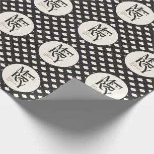 Papel De Presente Natal feliz e preto brilhante e ouro
