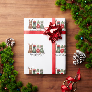 Papel De Presente Natal Feliz Gatos Suéter Feio Rena Xmas