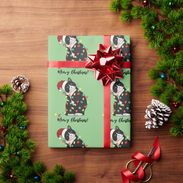 Papel De Presente Natal Feliz Meowy Gatos Divertidos Amantes das Fes (Presente de Natal)