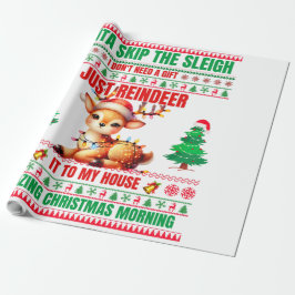 Papel De Presente Natal Feliz Natal Para O Gift Reindeer