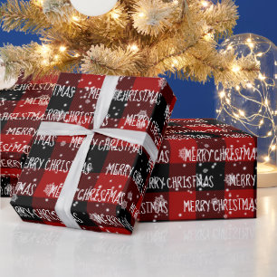 Papel De Presente NATAL FELIZ Texto e Flocos de Neve