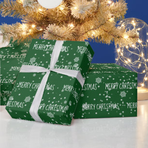 Papel De Presente NATAL FELIZ Texto em Flocos de Neve
