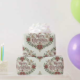Papel De Presente Natal Feliz Vitoriano Vintage