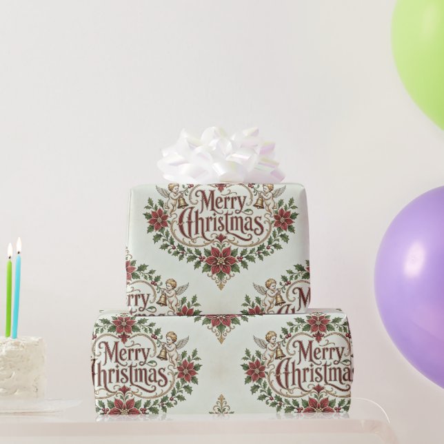Papel De Presente Natal Feliz Vitoriano Vintage (Presentes para festas)