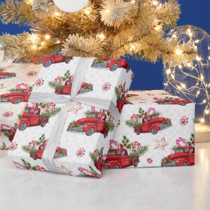 Papel De Presente Natal Feriado de Car Vermelho