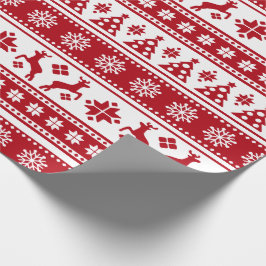Papel De Presente Natal Feriado Padrão Nórdico Cozy